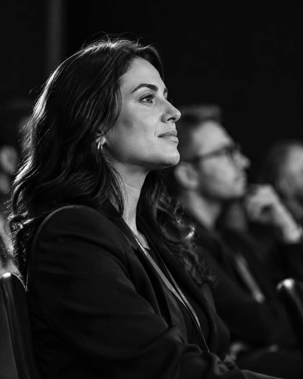 Guest listening during a keynote presentation
